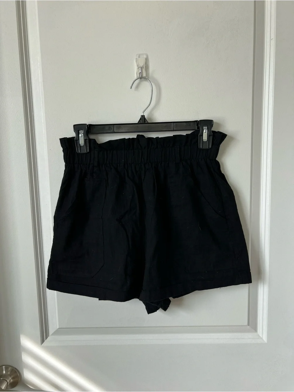 SHEIN Black High-Waist Paperbag Shorts